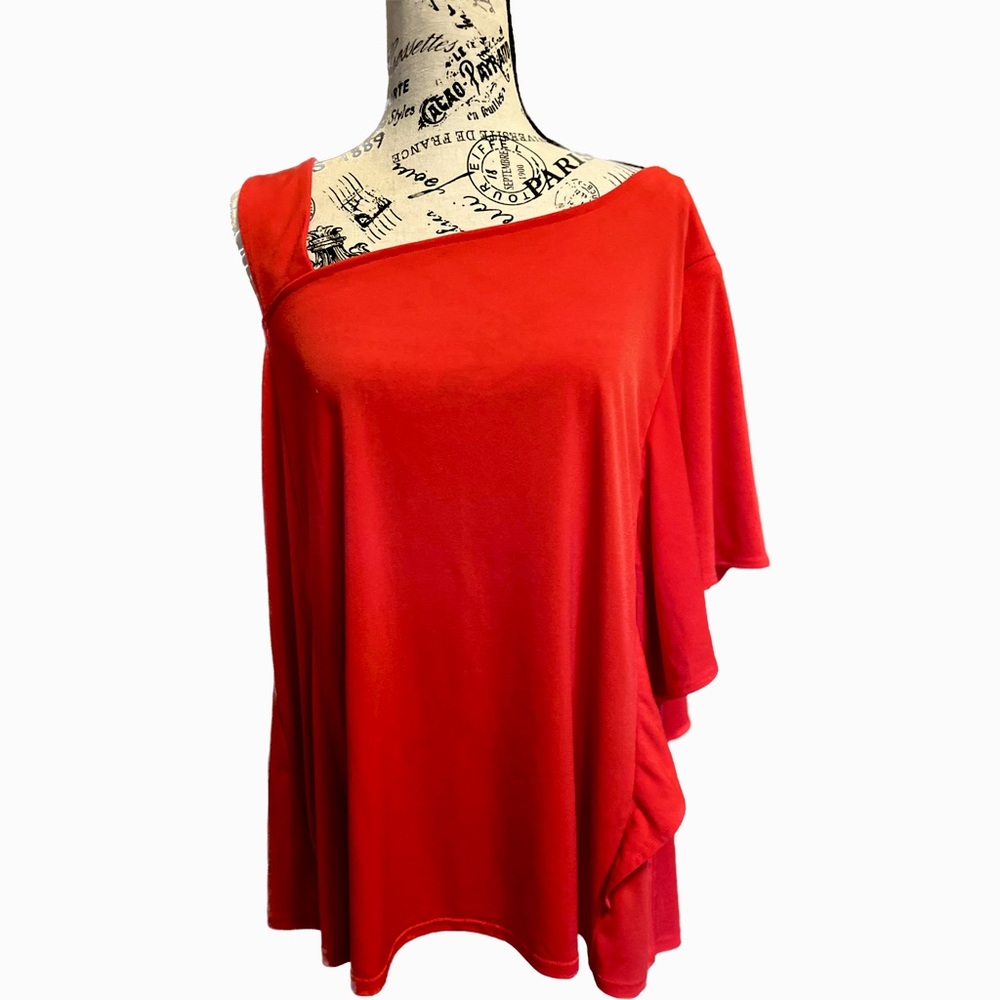 Comfortable Orange/Red Flutter Top